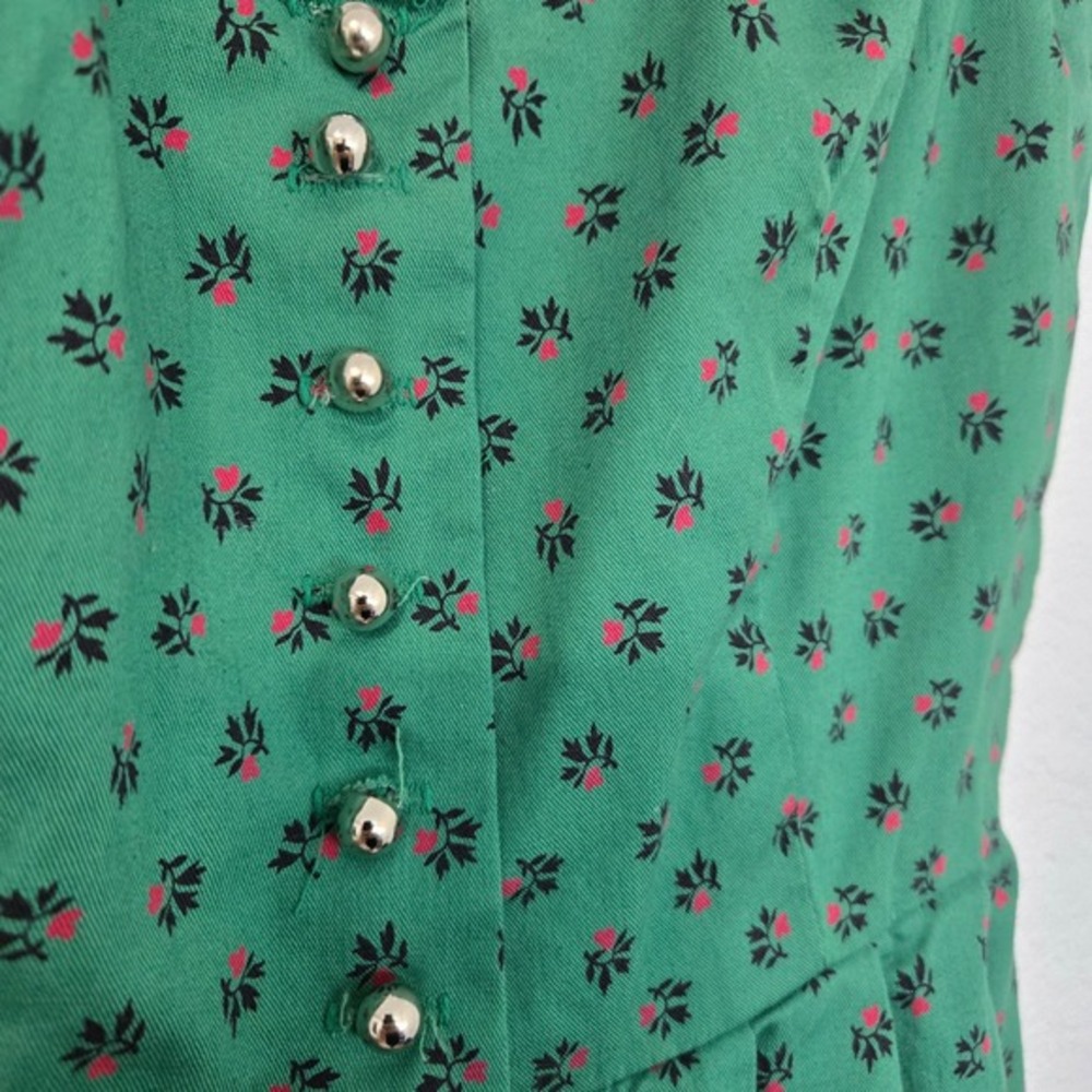 Vintage Angelica‎ Green Floral Dress Sleeveless Fit & Flare Size 6 Made in USA - Picture 3 of 7